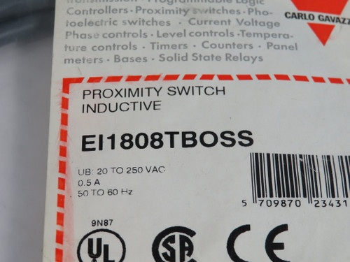 Carlo Gavazzi EI1808TBOSS Proximity Switch 20-250V 0.5A 50-60Hz 8mm Distance NWB