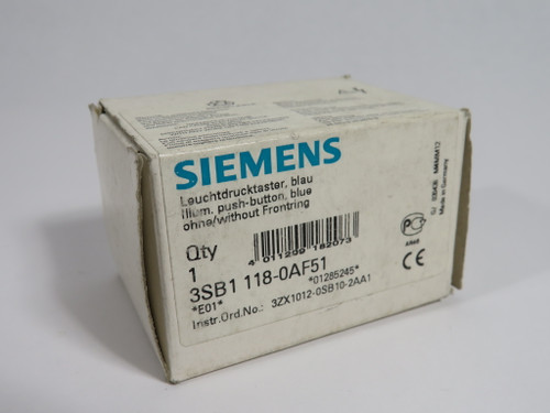 Siemens 3SB1118-0AF51 Illuminated Push Button Blue Cap NEW