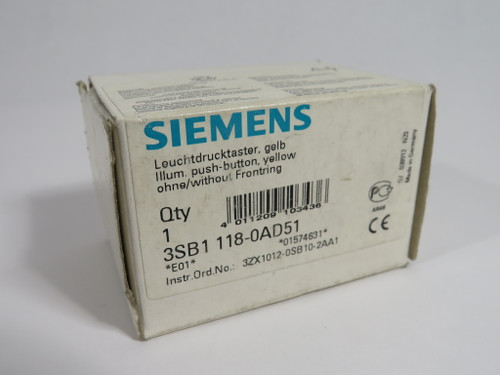 Siemens 3SB1118-0AD51 Illuminated Push Button Yellow Cap NEW