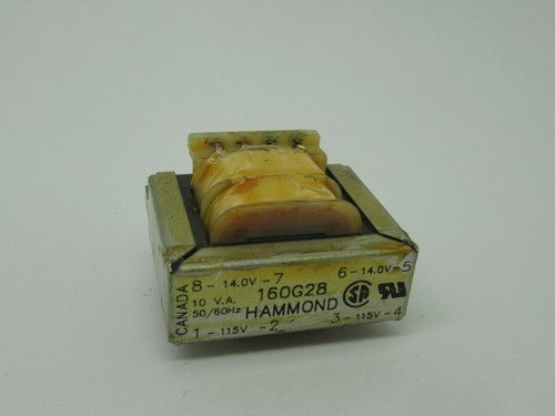 Hammond 160G28 Transformer 10VA Pri. 115V Sec. 14V 50/60HZ USED
