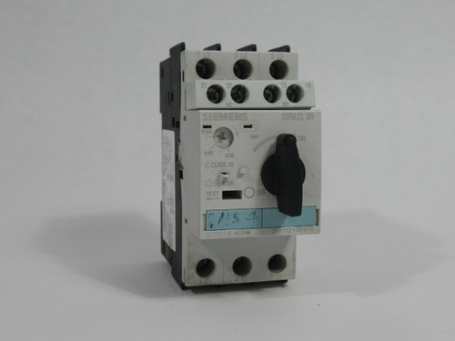 Siemens 3RV1021-0FA10 Circuit Breaker 0.35-0.5Amp 50/60Hz C/W Aux Block USED