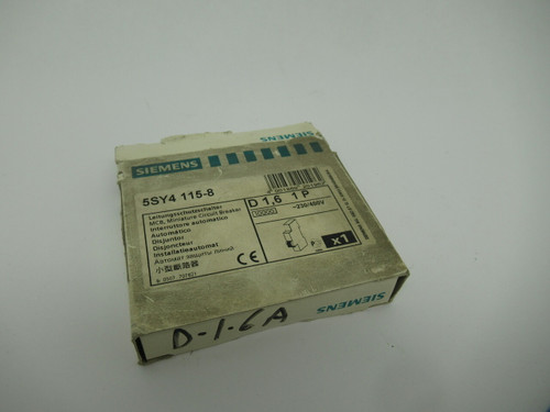 Siemens 5SY4115-8 Circuit Breaker 1 Pole 1.6A 230/400V NEW