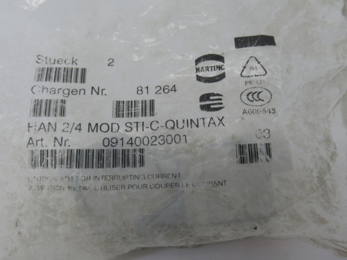 Harting 09140023001 Han-Quintax Module Male 2-Pack NWB