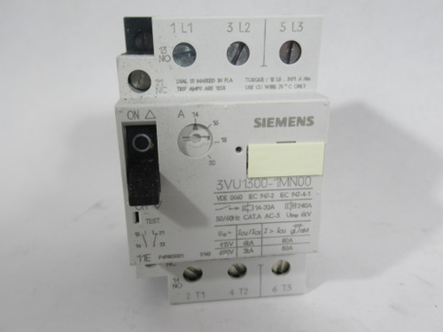 Siemens 3VU1300-1MN00 Circuit Breaker 14-20A 1NO 1NC NEW