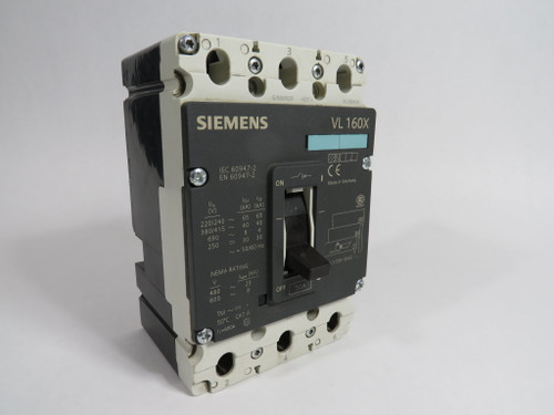 Siemens 3VL1705-1DA33-0AA0 Circuit Breaker VL160X 50A 600V 3-Pole USED