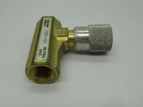 Schrader Bellows 3381101 Brass Needle Valve 250Psi Max 1/4"  NPTF NOP