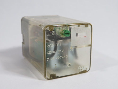 Feme RCPTF8/12VDC Plug-In Relay 12VDC 10A 8-Pin USED
