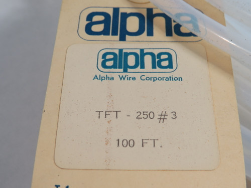 Alpha Wire TFT-250-3 PTFE Tubing 0.229" Min ID 0.249" Max ID 100' Length NOP