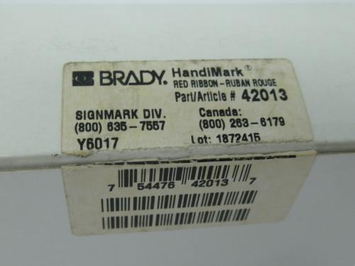 Brady 42013 Printer Ribbon Red 2" Width 75 Ft NEW