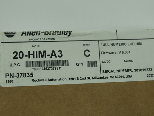 Allen-Bradley 20-HIM-A3 Powerflex Numeric LCD Keypad Ser C FACTORY SEALED NEW