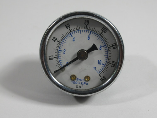 Generic Pressure Gauge 0-160psi 1-1/2" Diameter 1/4" NPT USED