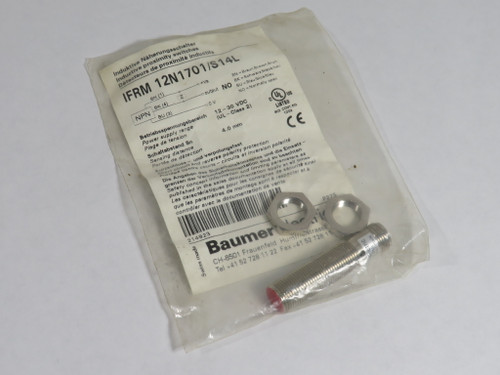 Baumer IFRM12N1701/S14L Proximity Switch NPN NO 12-30VDC 10mA 4mm Distance NWB