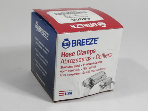 Breeze 64006 Stainless Steel Hose Clamp 7/16" to 25/32" Range *LOT OF 4* NEW