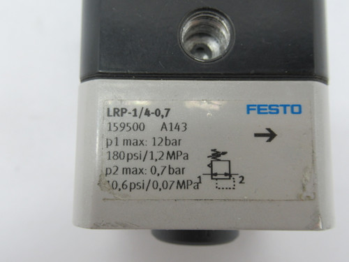 Festo 159500 LRP-1/4-0.7 New Style Pressure Regulator 180 psi@1.2mPa USED