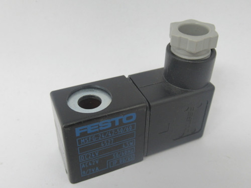 Festo 4527 MSFG-24/42-50/60 Solenoid Coil & Connector 24VDC 4.5W 42VAC USED