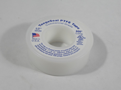 TaegaTech PTFE Thread Seal Tape 1/2" Wide 600" Long NOP