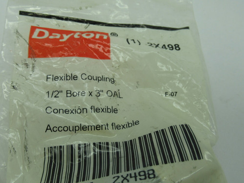 Dayton 2X498 Flexible Coupling 1/2" Bore 3" Overall NWB