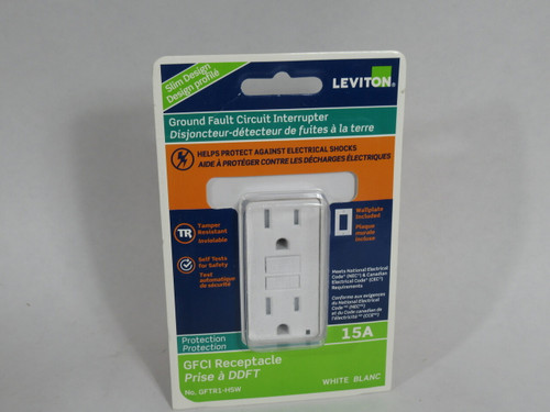 Leviton GFTR1-HSW White Ground Fault Circuit Interrupter 15A 125V 3W 2P NEW