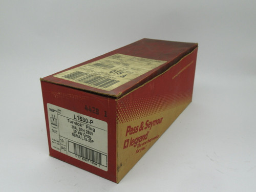 Pass & Seymour L1530-P Turnlock Plug 30A 3Ph 250V 3-Pos 4W Lot Of 10 NEW