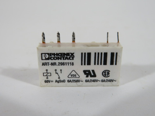Phoenix Contact 2961118 Miniature Power Relay 250V 6A 5-Blade USED