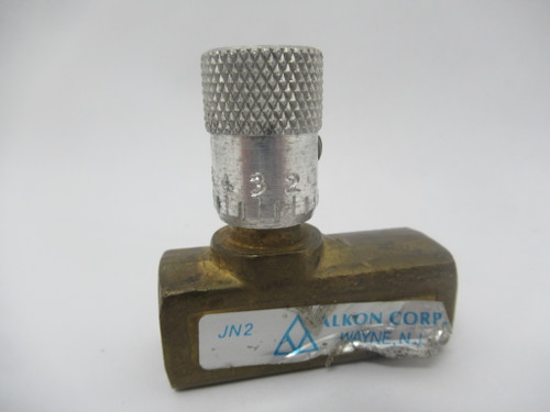 Alkon JN2 Brass Needle Valve 1/4"NPTF 600lpm .187" Orifice USED