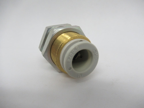 SMC KQ2E10-00A Brass Bulkhead Union Connector 10mm to 10mm USED