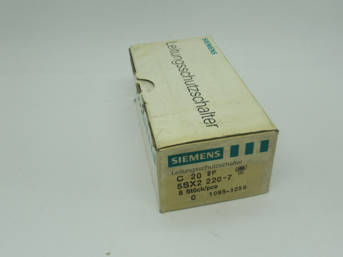 Siemens 5SX2220-7 Circuit Breaker C20 2-Pole 20A 480VAC 5-Pack NEW