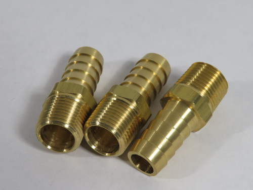 Generic Brass Barb Fitting 1/2" Hose ID x 3/8" Male NPT Lot of 3 NOP