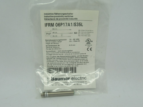 Baumer IFRM-06P17A1/S35L Inductive Proximity Switch 10-30VDC 2.0mm 12mA PNP NWB