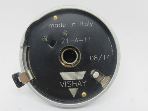 Vishay 21-A-11 Turn Dial 46mm Dia. 0-14 Turns 0-100 Turn Percent 1/4" Shaft USED