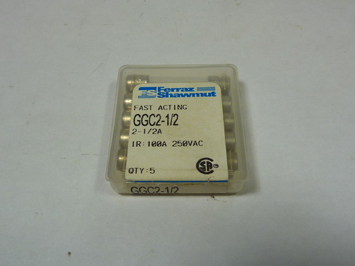 Ferraz Shawmut GGC2-1/2 Fast Acting Fuse 2-1/2A 250V 5-Pack ! NEW !