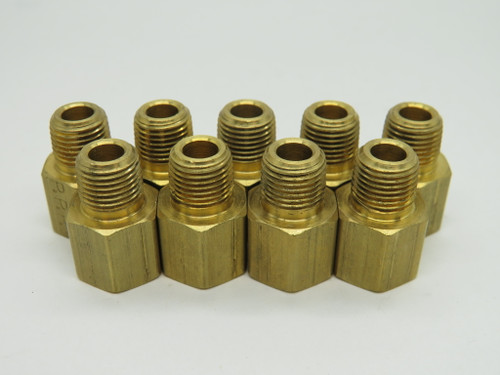 Parker 222P-2-2 Brass Pipe Adapter 1/8" Male NPT x 1/8" Female NPT Lot of 9 NOP