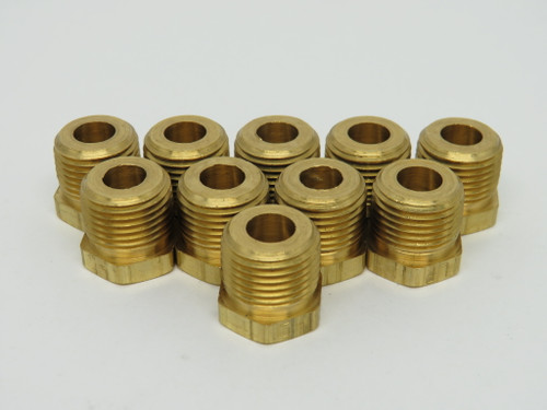 Generic Brass Hex Bushing 3/8" Male NPT x 1/8" Female NPT Lot of 10 NOP