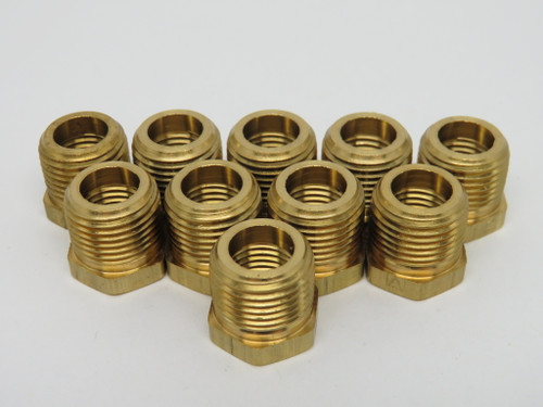 Generic Brass Hex Bushing 3/8" Male NPT x 1/4" Female NPT Lot of 10 NOP