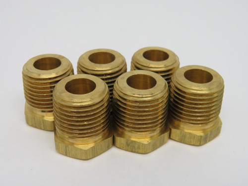 Parker 209P-8-4 Brass Hex Bushing 1/2" Male NPT x 1/4" Female NPT Lot of 6 NOP