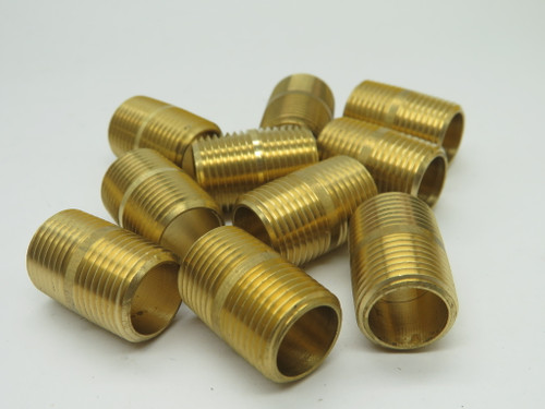 Generic Brass Pipe Nipple 3/8" Male NPT 1" Length Lot of 10 NOP