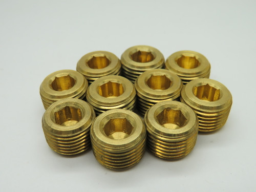 Generic Brass Countersunk Hex Head Plug 3/8" Male Pipe Thread Lot of 10 NOP