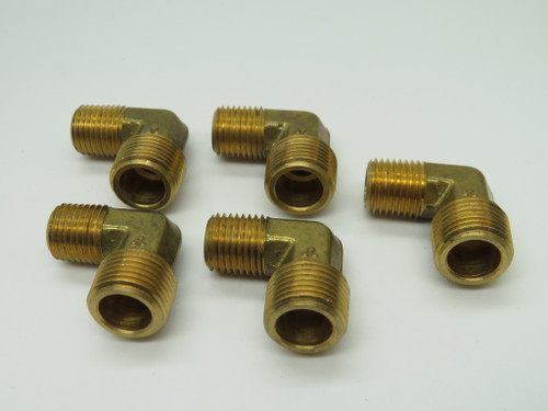 Generic Brass 90 Deg Reducing Elbow 3/8" Male NPT x 1/4" Male NPT Lot of 5 NOP