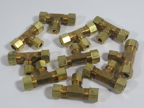 Generic Brass Compression Reducing Union Tee 3/8"x3/8 x1/4" Tube Lot of 10 NOP