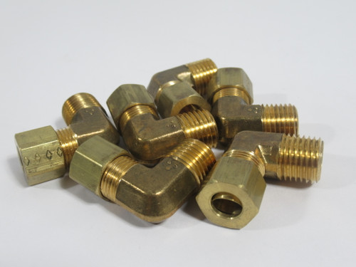 Generic Brass Compression Elbow 5/16" Tube x 1/4" Male NPT Lot of 6 NOP