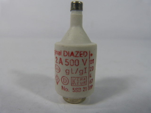 Original Diazed 5SB-21 Bottle Fuse 2A 500V USED