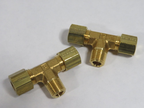 Parker 172C-4-2 Brass Compression Branch Tee 1/4" Tube x 1/8" MNPT Lot of 2 NOP