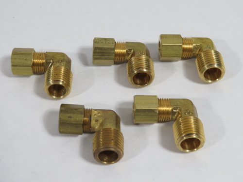 Fairview 69-4B Brass Compression Elbow 1/4" Tube x 1/4" Male NPT Lot of 5 NOP