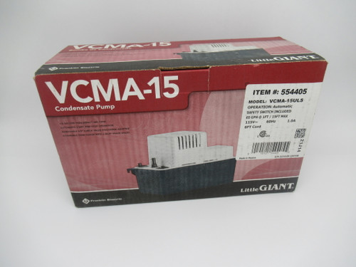 Little Giant VCMA-15ULS 554405 Condensate Pump 115V 60Hz 1.0A 1 Phase NEW