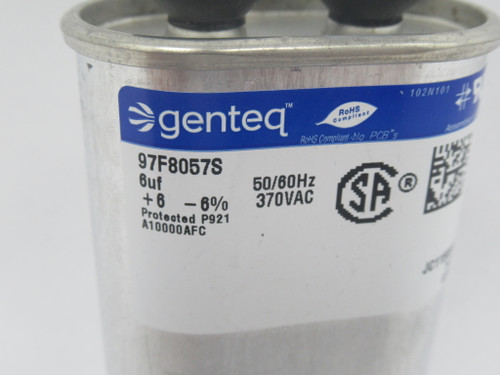 Genteq 97F8057S Motor Run Capacitor 6uf +/- 6% 50/60Hz 370VAC NOP