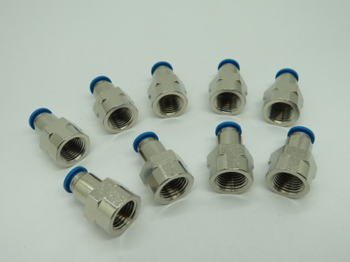 Festo 153024 QSF-1/4-6-B Push-In Fitting G1/4" x 6mm Tubing OD Lot of 9 NWB