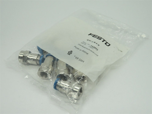 Festo 153023 QSF-1/8-6-B Push-In Fitting G1/8"  x 6mm Tubing OD Lot of 8 NWB