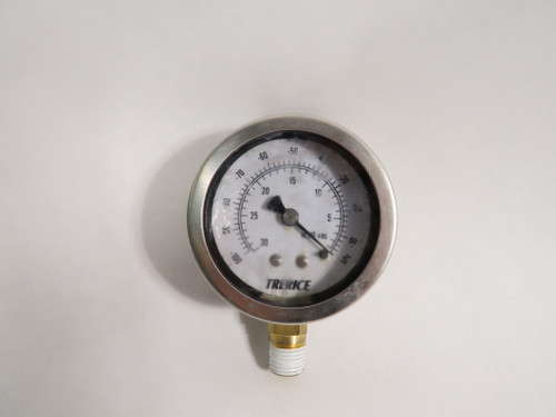 Trerice D821182 Liquid Filled Pressure Gauge -30"HG-VAC -100~-10kPa 1/4"NPT USED