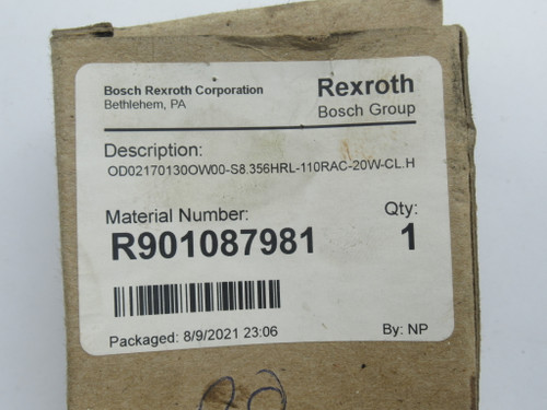 Rexroth R901087981 Solenoid Valve 110V NEW