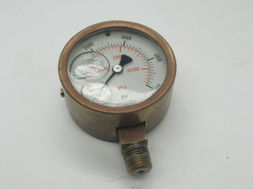 Noshok 25-300-5000-PSI/BAR-1/4 Pressure Gauge 5000psi 2.5" Diam 1/4" MNPT USED